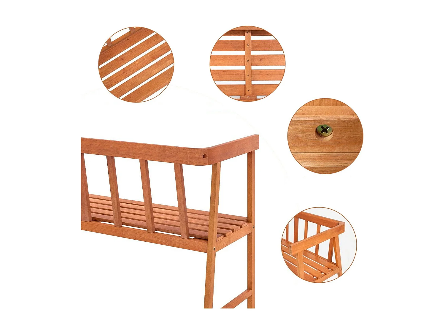 Gartenbank aus Akazienholz Sitzbank bis 360kg belastbar 2 Sitzer Holzbank 110x46x72cm