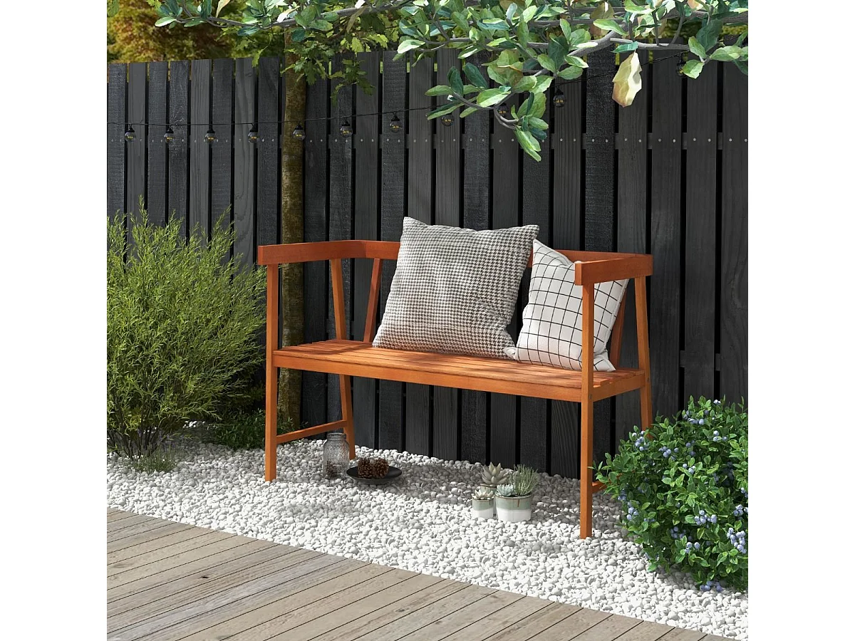 Gartenbank aus Akazienholz Sitzbank bis 360kg belastbar 2 Sitzer Holzbank 110x46x72cm