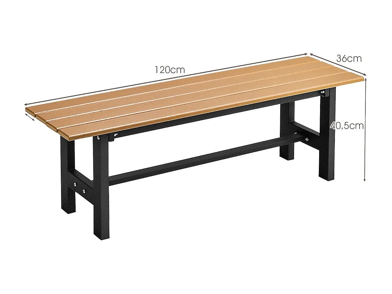 120 cm Gartenbank 2-Sitzer Sitzbank bis 300kg Belastbar Allwetter-Parkbank aus HDPE Braun