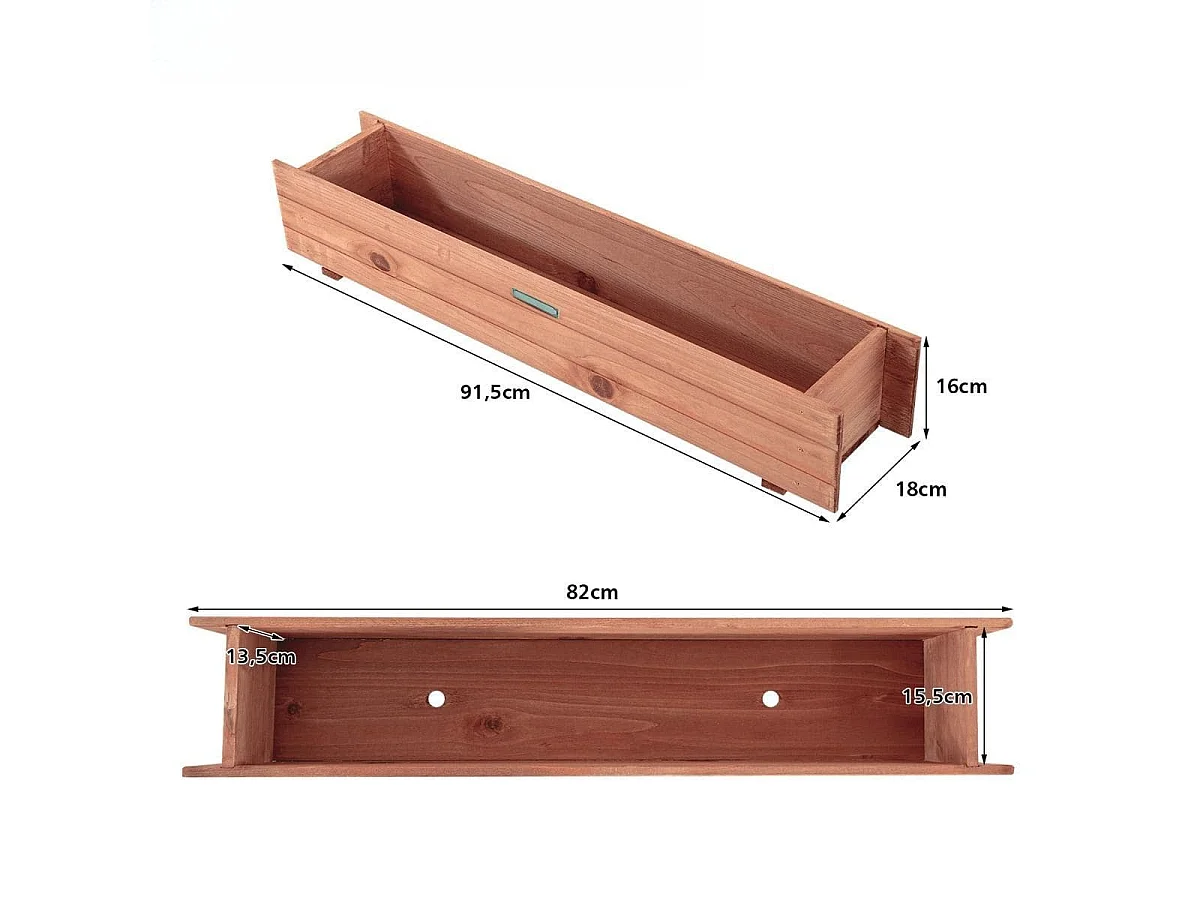 Erhöhtes Gartenbeet Pflanzkasten aus Tannenholz für Garten 91,5 x 18 x 16 cm Braun