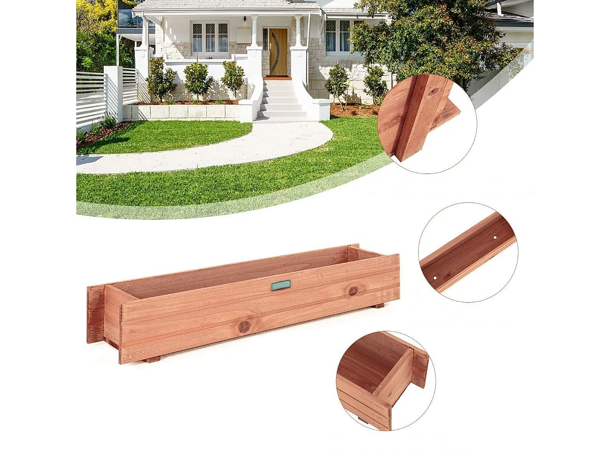 Erhöhtes Gartenbeet Pflanzkasten aus Tannenholz für Garten 91,5 x 18 x 16 cm Braun