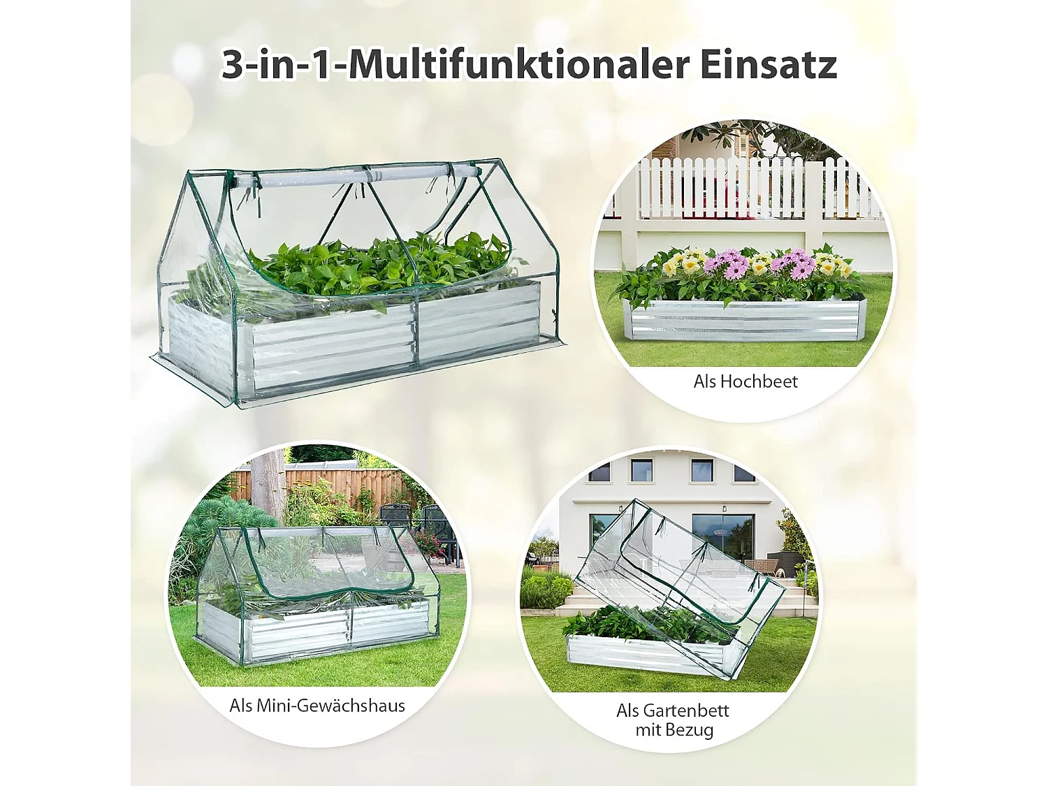 2 in 1 Hochbeet mit Gewächshaus