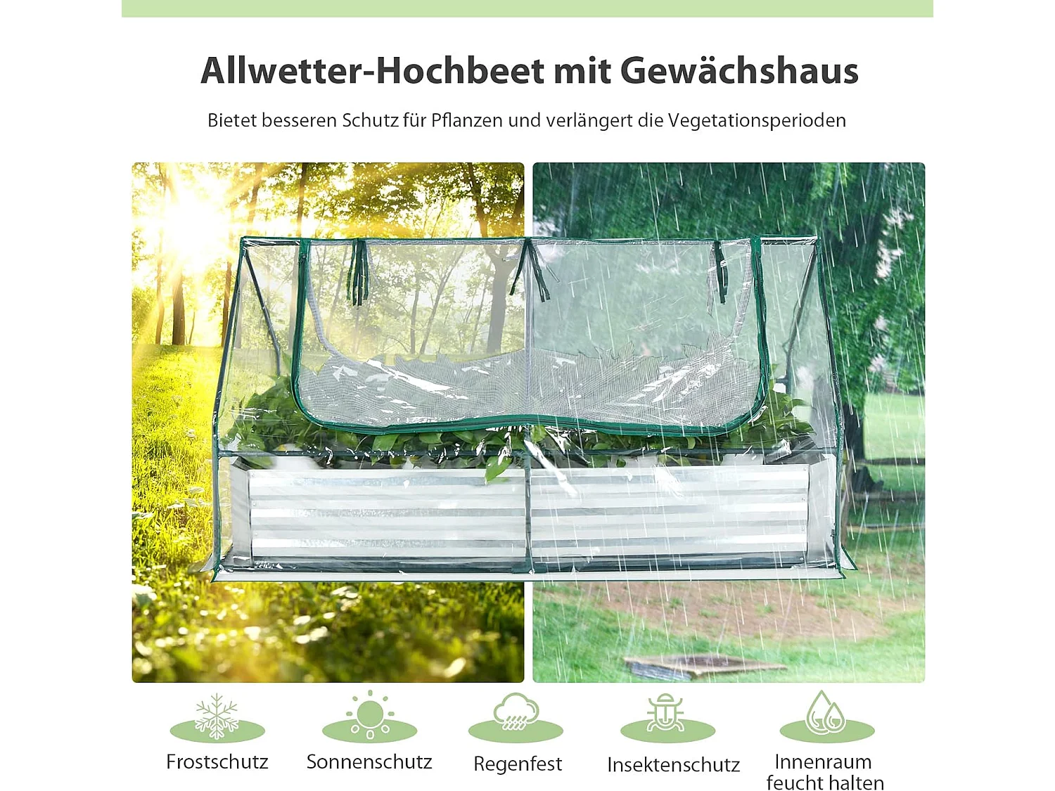 2 in 1 Hochbeet mit Gewächshaus