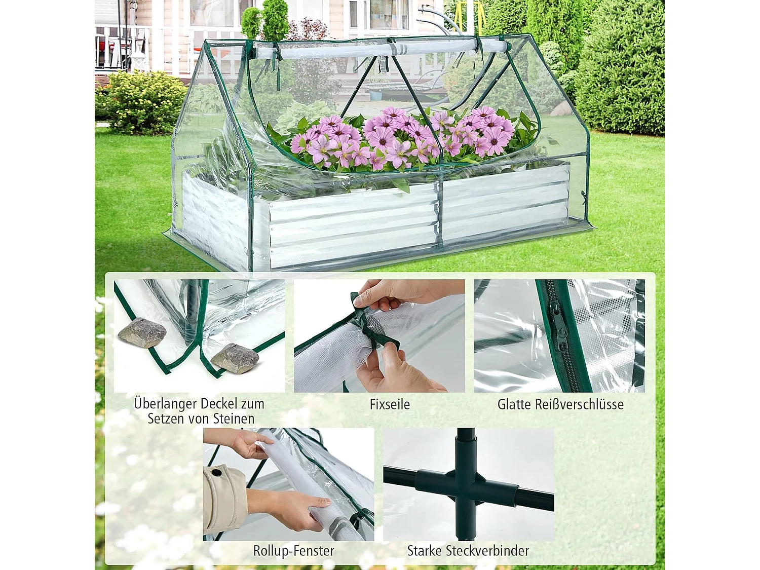 2 in 1 Hochbeet mit Gewächshaus