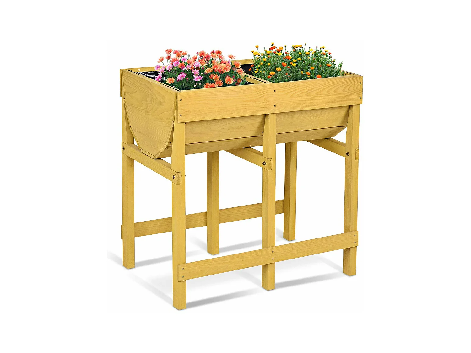 Hochbeet Blumenkasten Pflanzkasten Blumenbeet Blumentrog mit 2 Faechern aus Holz