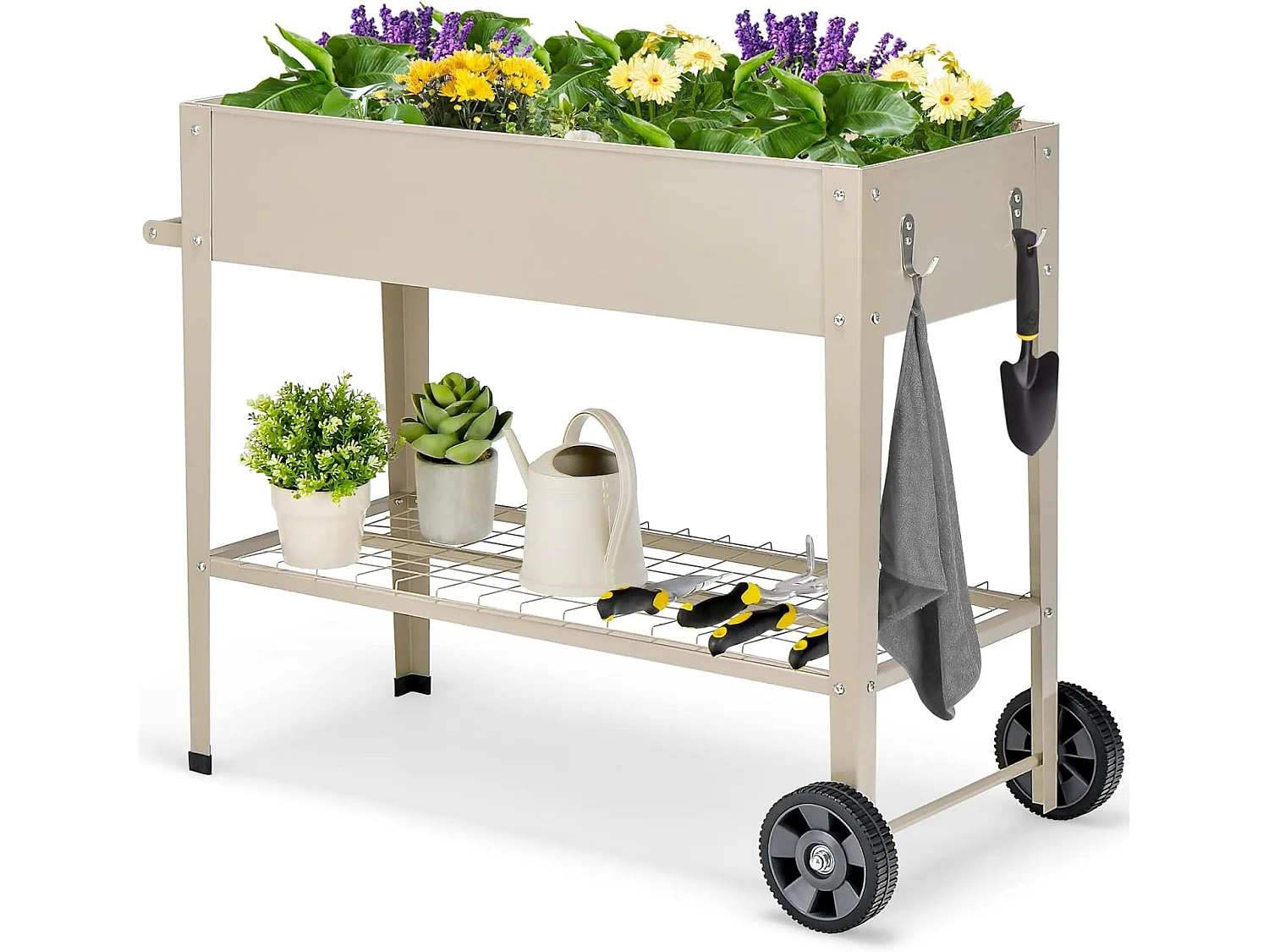 Hochbeet mit Ablage + 2 Rollen