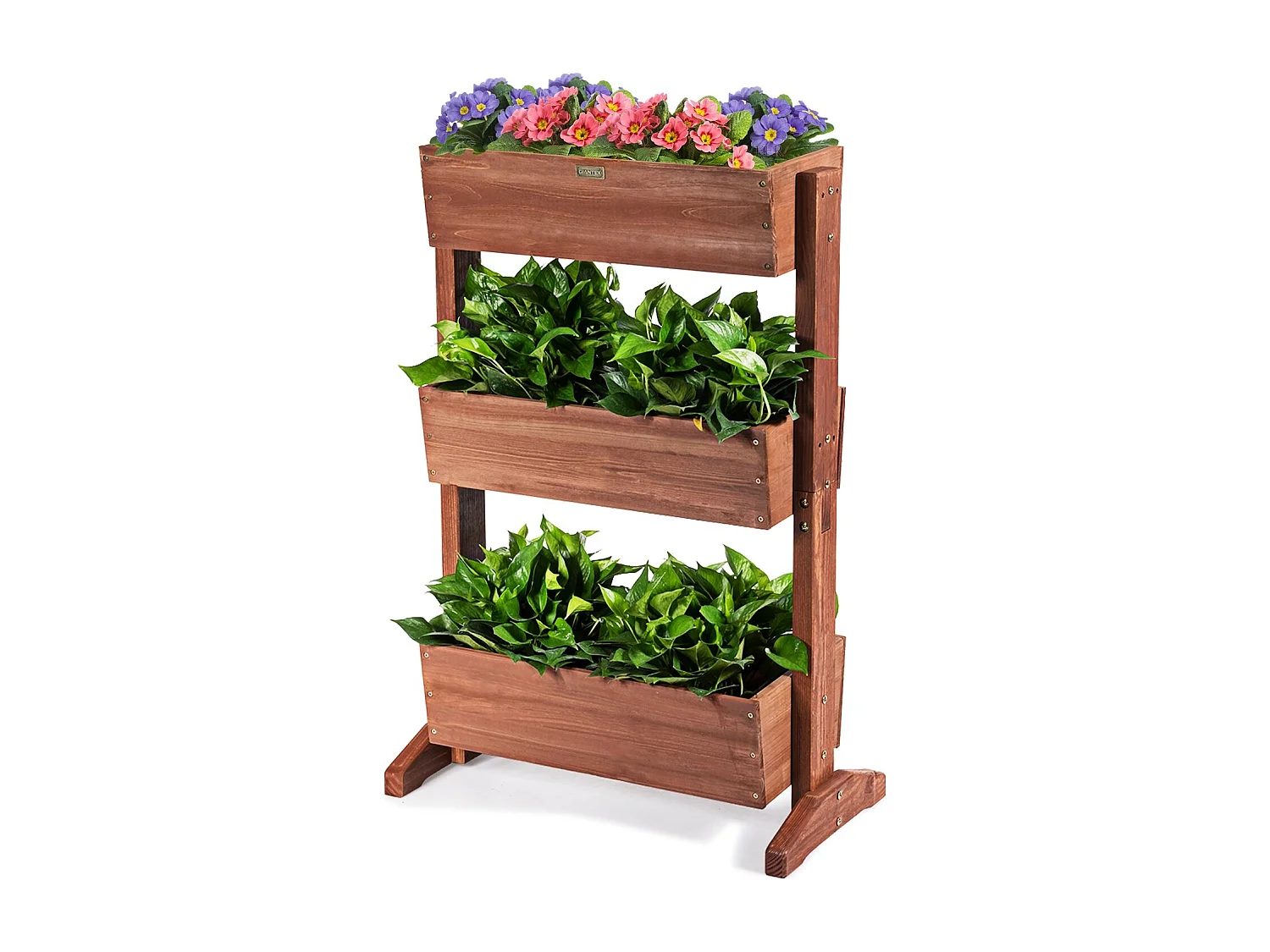 3-stufiges hölzernes Blumenregal Blumenständer 3 Etage Hochbeet Blumentreppe 71 x 38 x 105 cm Braun