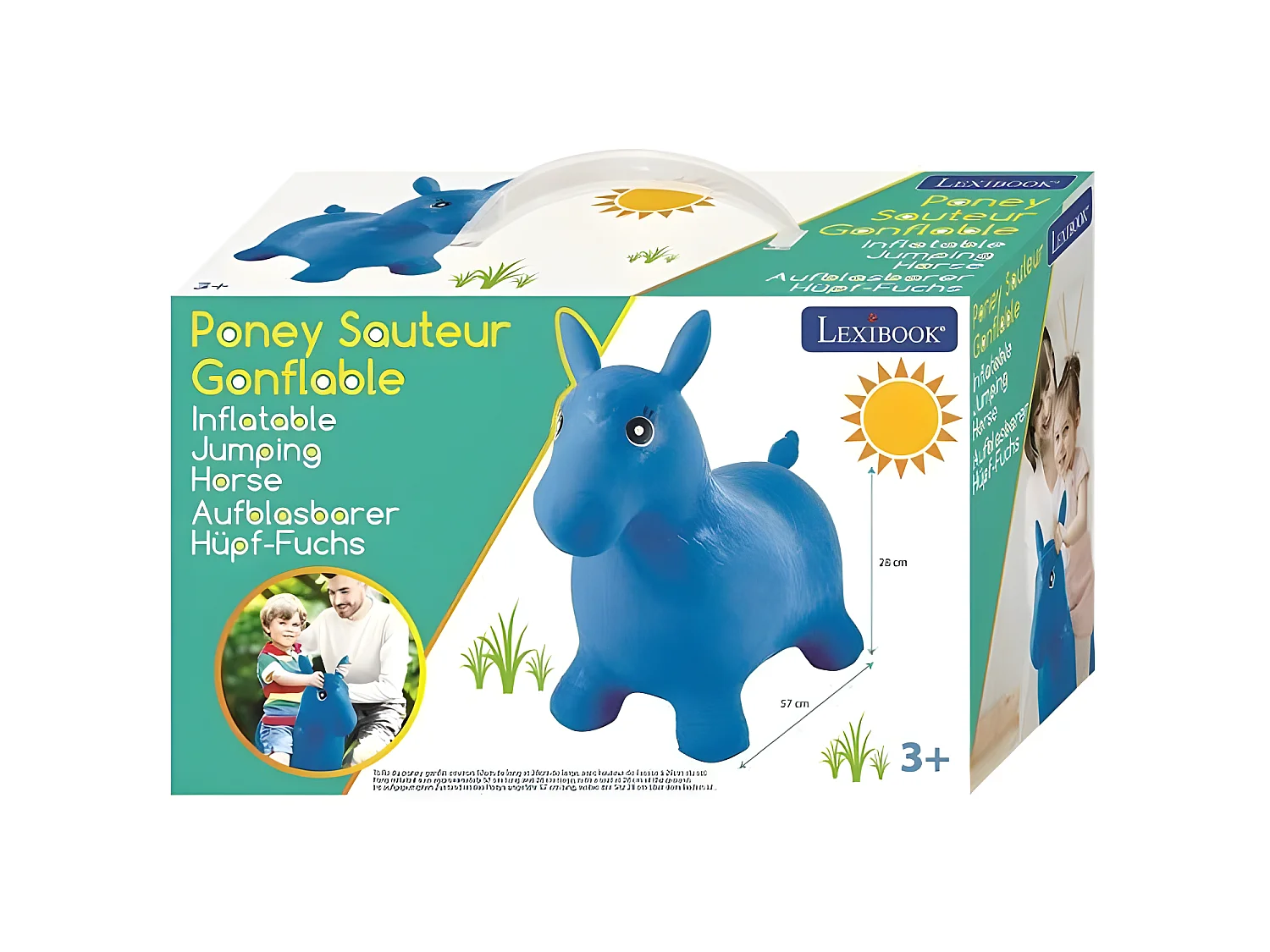 LEXIBOOK Cheval Sauteur Gonflable Bleu - 3 ans et +