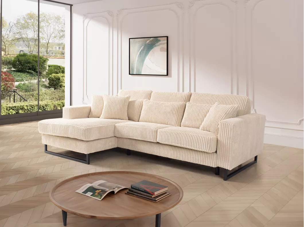 Kauf Unique Ecksofa - Ecke links - Cord - Beige - TESSIO von Maison Céphy