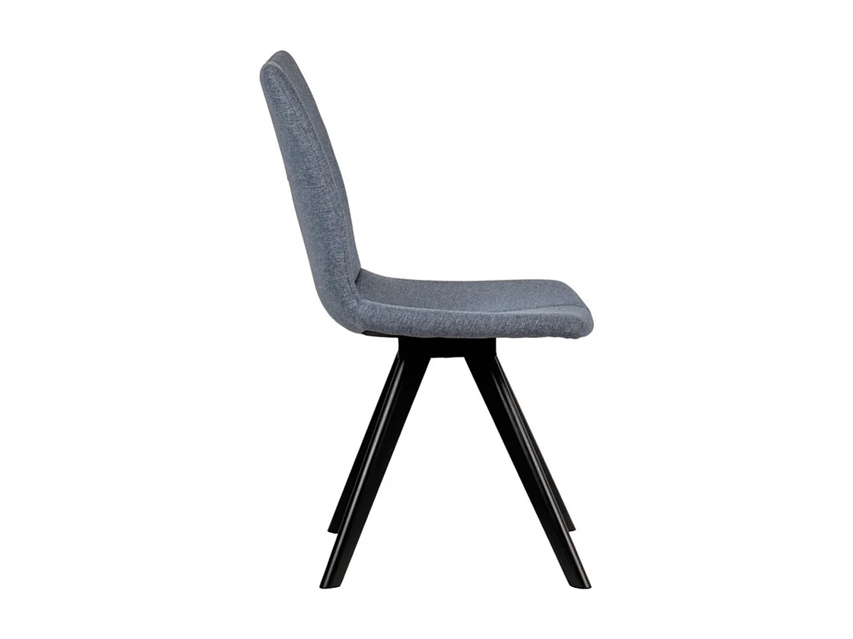 Lot de 2 chaises tissu bleu jean et piètement chêne massif noir - MISU