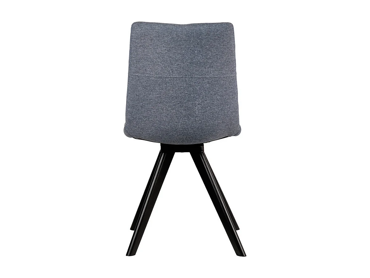 Lot de 2 chaises tissu bleu jean et piètement chêne massif noir - MISU