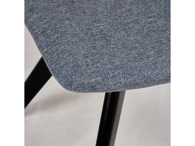 Lot de 2 chaises tissu bleu jean et piètement chêne massif noir - MISU