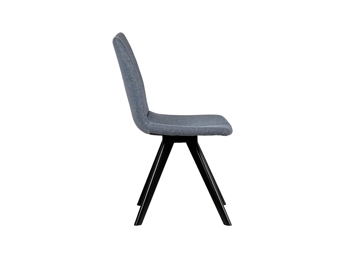 Lot de 2 chaises tissu bleu jean et piètement chêne massif noir - MISU