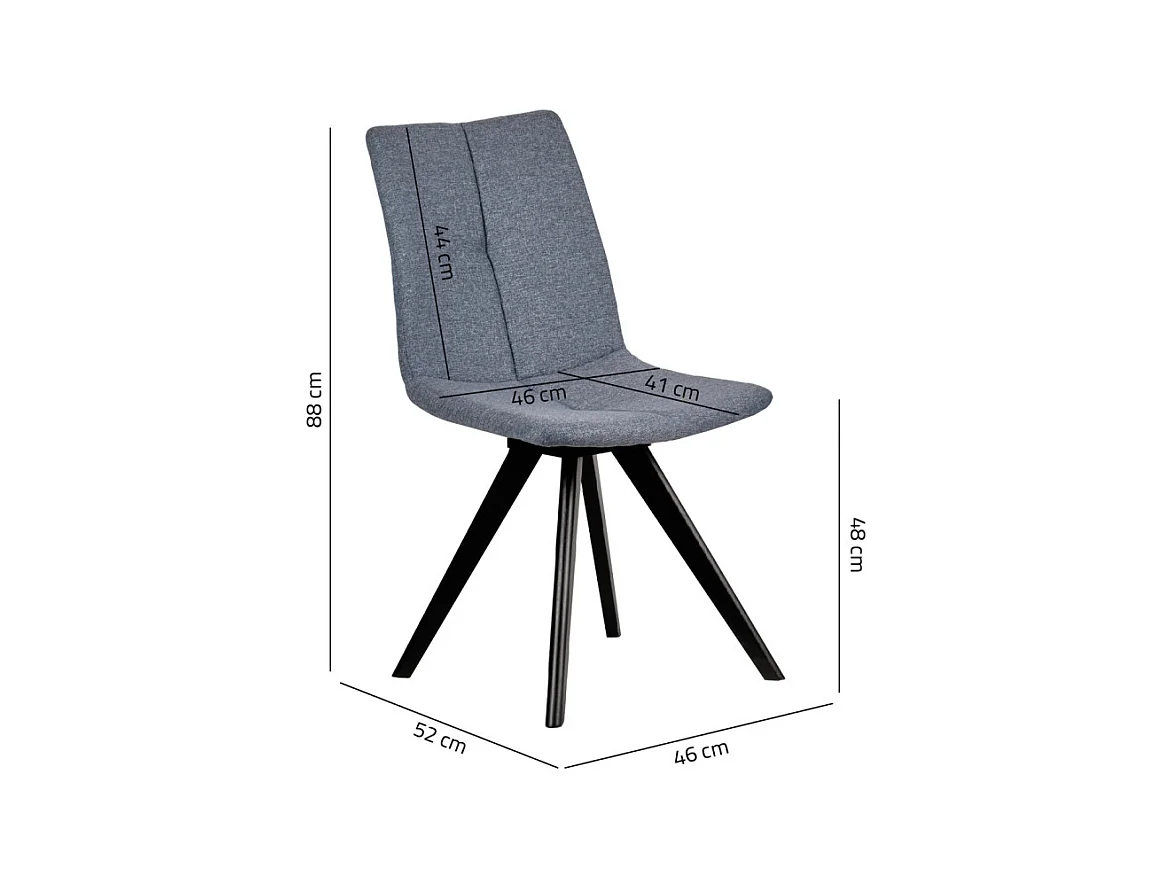 Lot de 2 chaises tissu bleu jean et piètement chêne massif noir - MISU