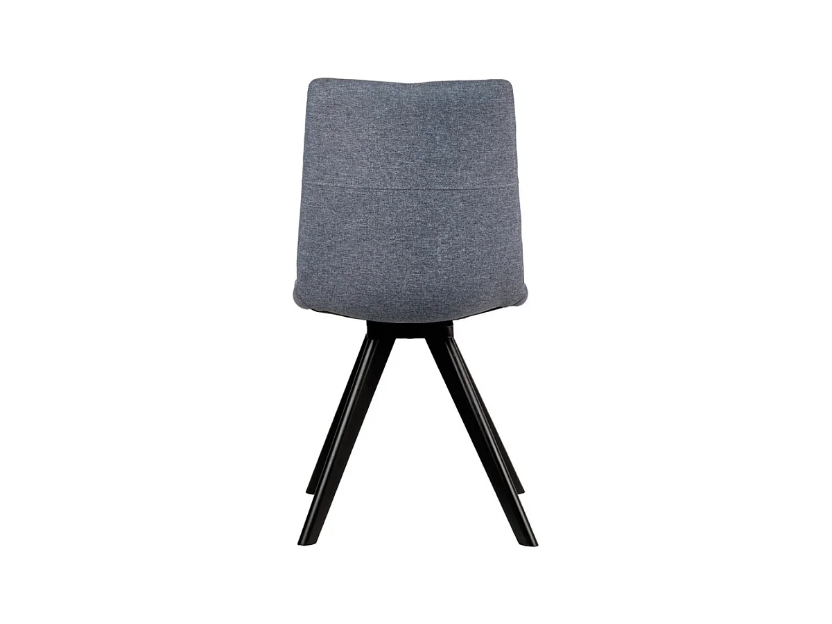 Lot de 2 chaises tissu bleu jean et piètement chêne massif noir - MISU