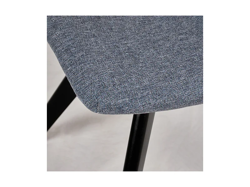 Lot de 2 chaises tissu bleu jean et piètement chêne massif noir - MISU