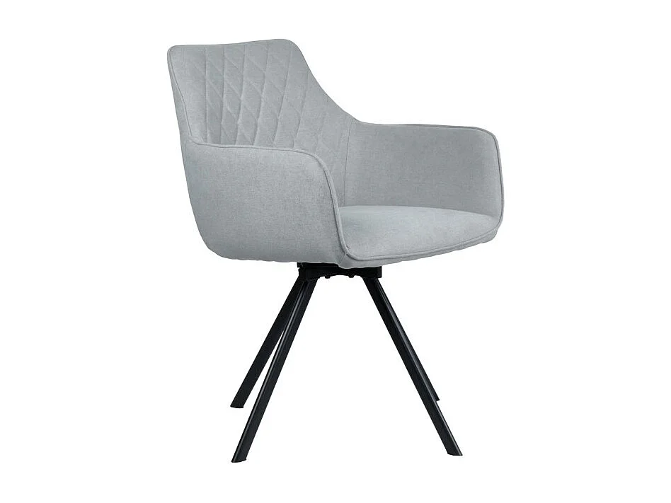Chaise pivotante en lin gris avec accoudoirs pieds métal noir - TARGO