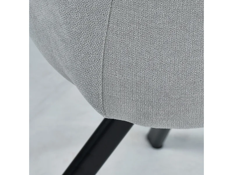 Chaise pivotante en lin gris avec accoudoirs pieds métal noir - TARGO