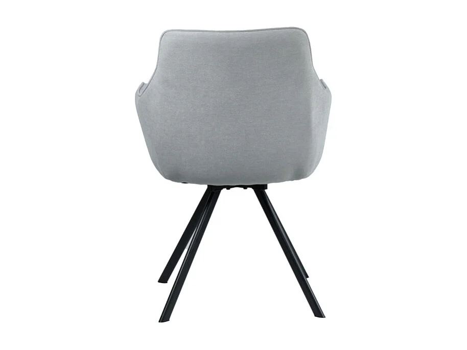 Chaise pivotante en lin gris avec accoudoirs pieds métal noir - TARGO