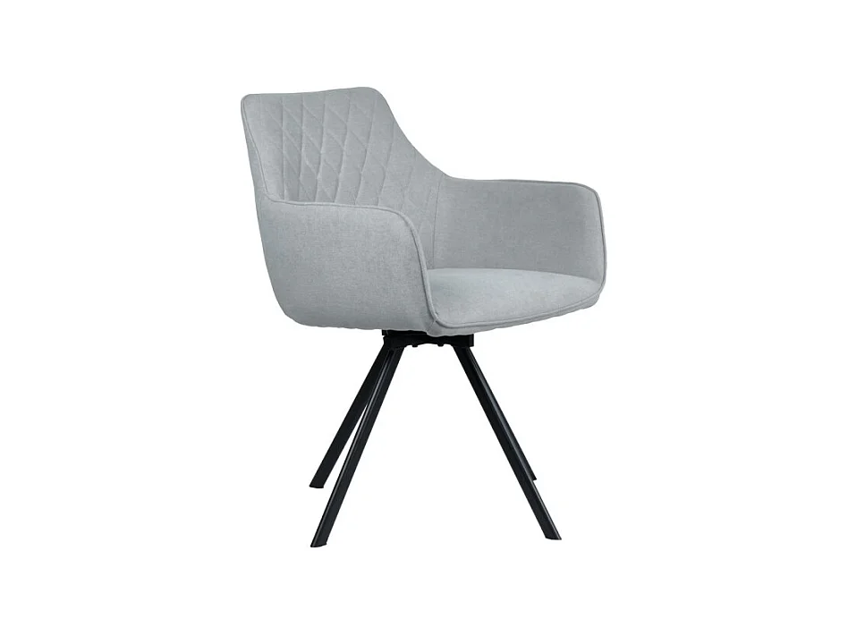 Chaise pivotante en lin gris avec accoudoirs pieds métal noir - TARGO