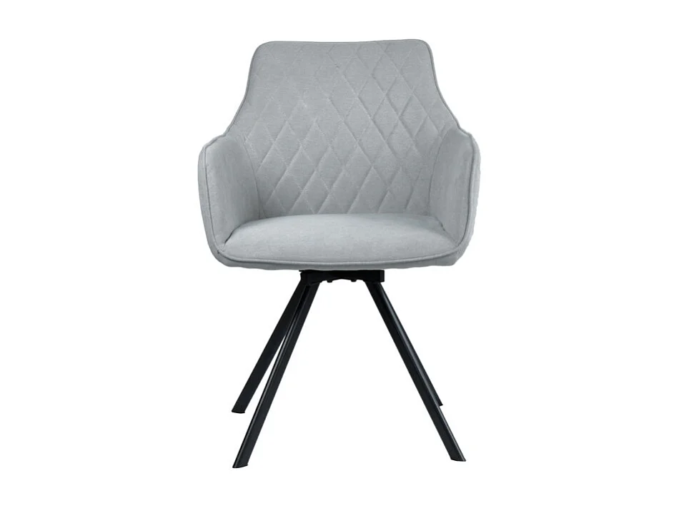 Chaise pivotante en lin gris avec accoudoirs pieds métal noir - TARGO