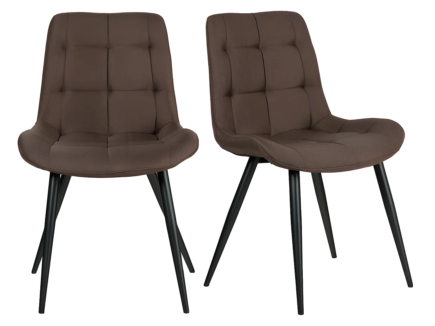 Lot de 2 chaises en tissu marron avec pieds métal noir - JAELLE