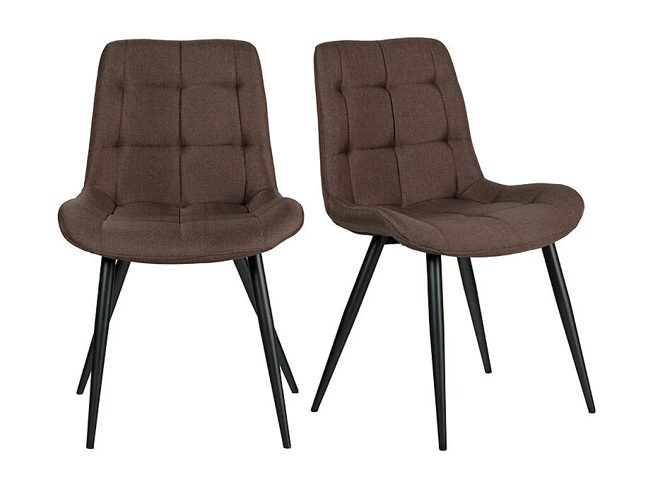 Lot de 2 chaises en tissu marron avec pieds métal noir - JAELLE