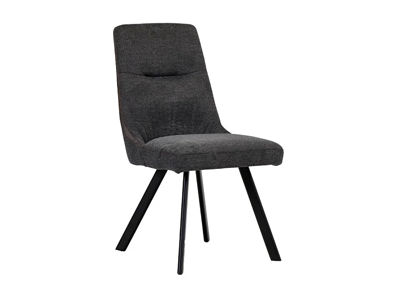 Chaise en tissu gris anthracite chiné et pieds évasés en métal - MARTA