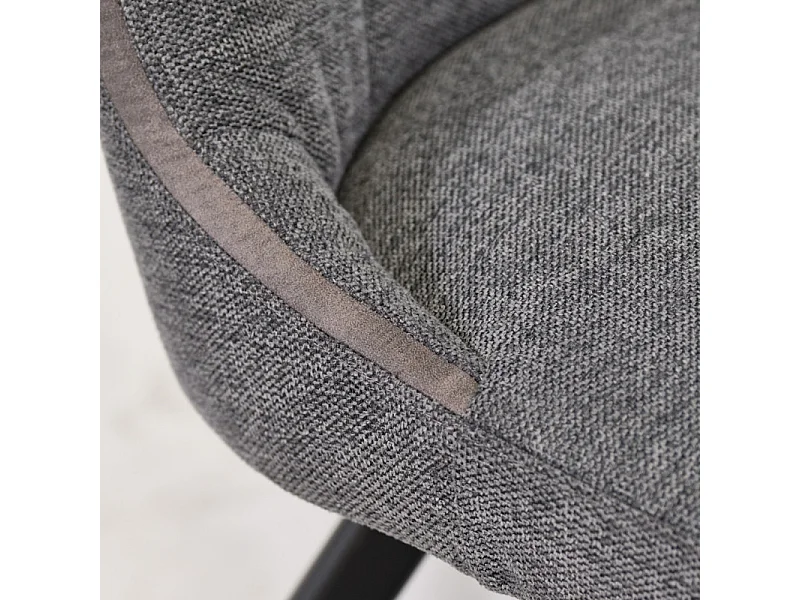 Chaise en tissu gris anthracite chiné et pieds évasés en métal - MARTA