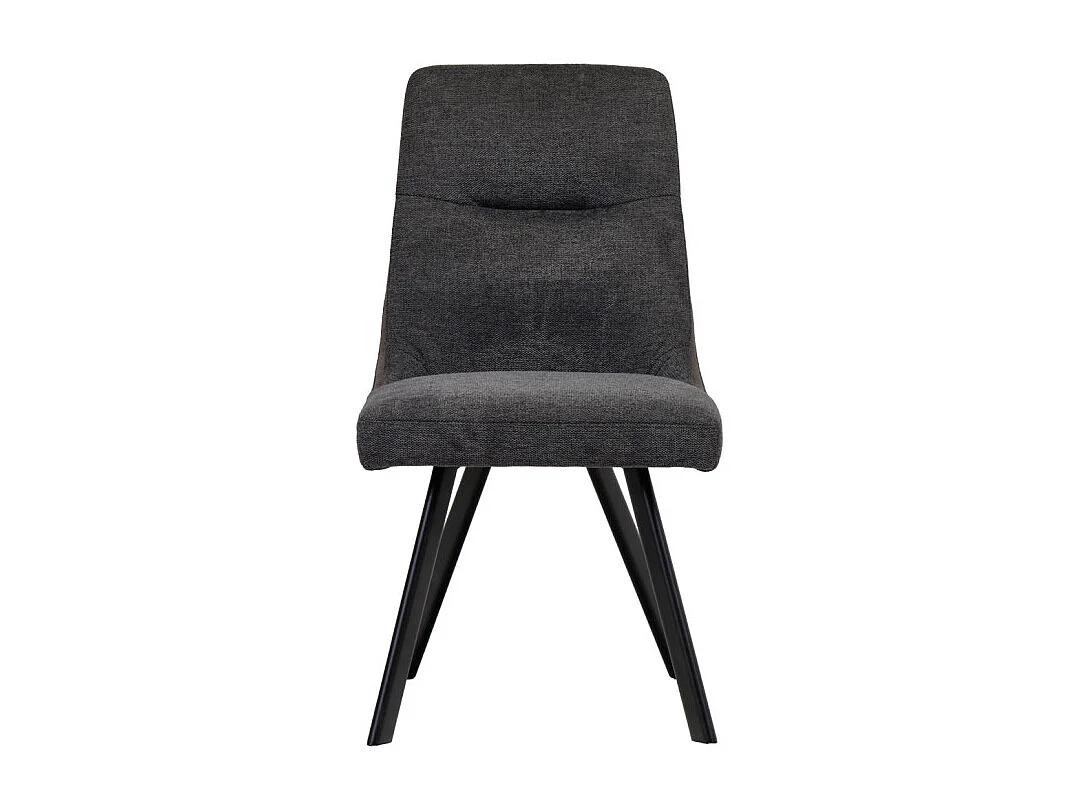 Chaise en tissu gris anthracite chiné et pieds évasés en métal - MARTA