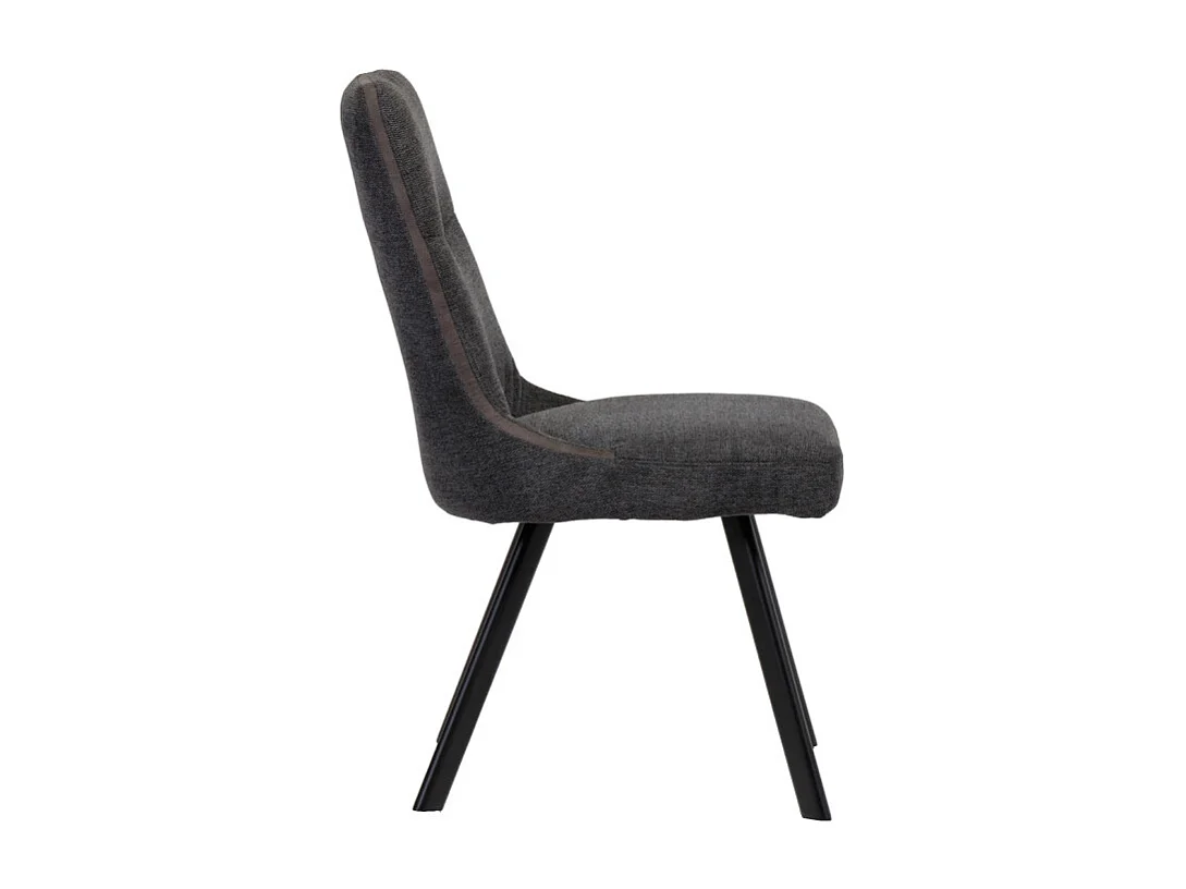 Chaise en tissu gris anthracite chiné et pieds évasés en métal - MARTA