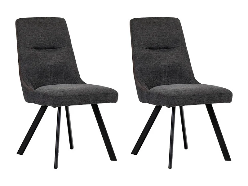 Lot de 2 chaises en tissu gris anthracite chiné pieds évasés - MARTA