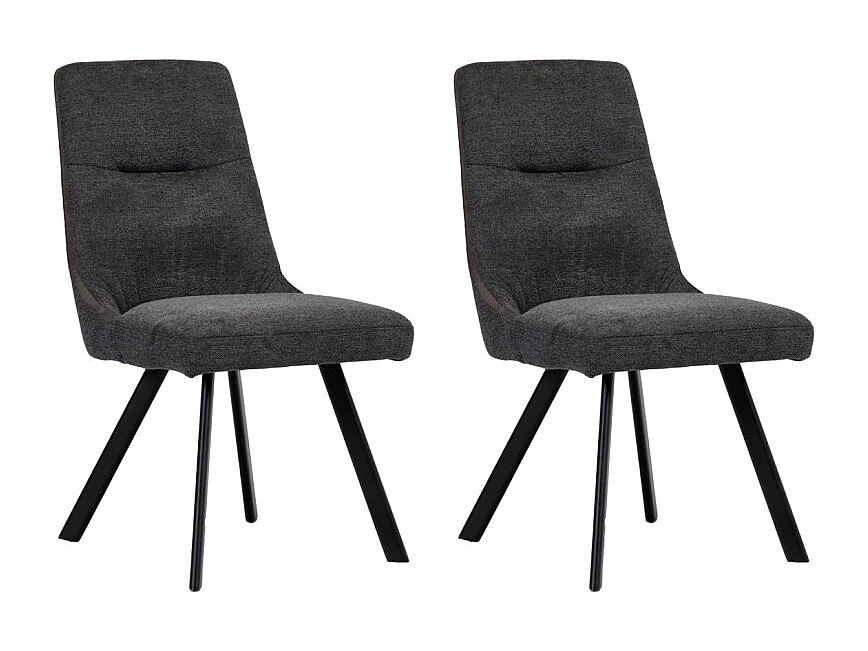 Lot de 2 chaises en tissu gris anthracite chiné pieds évasés - MARTA