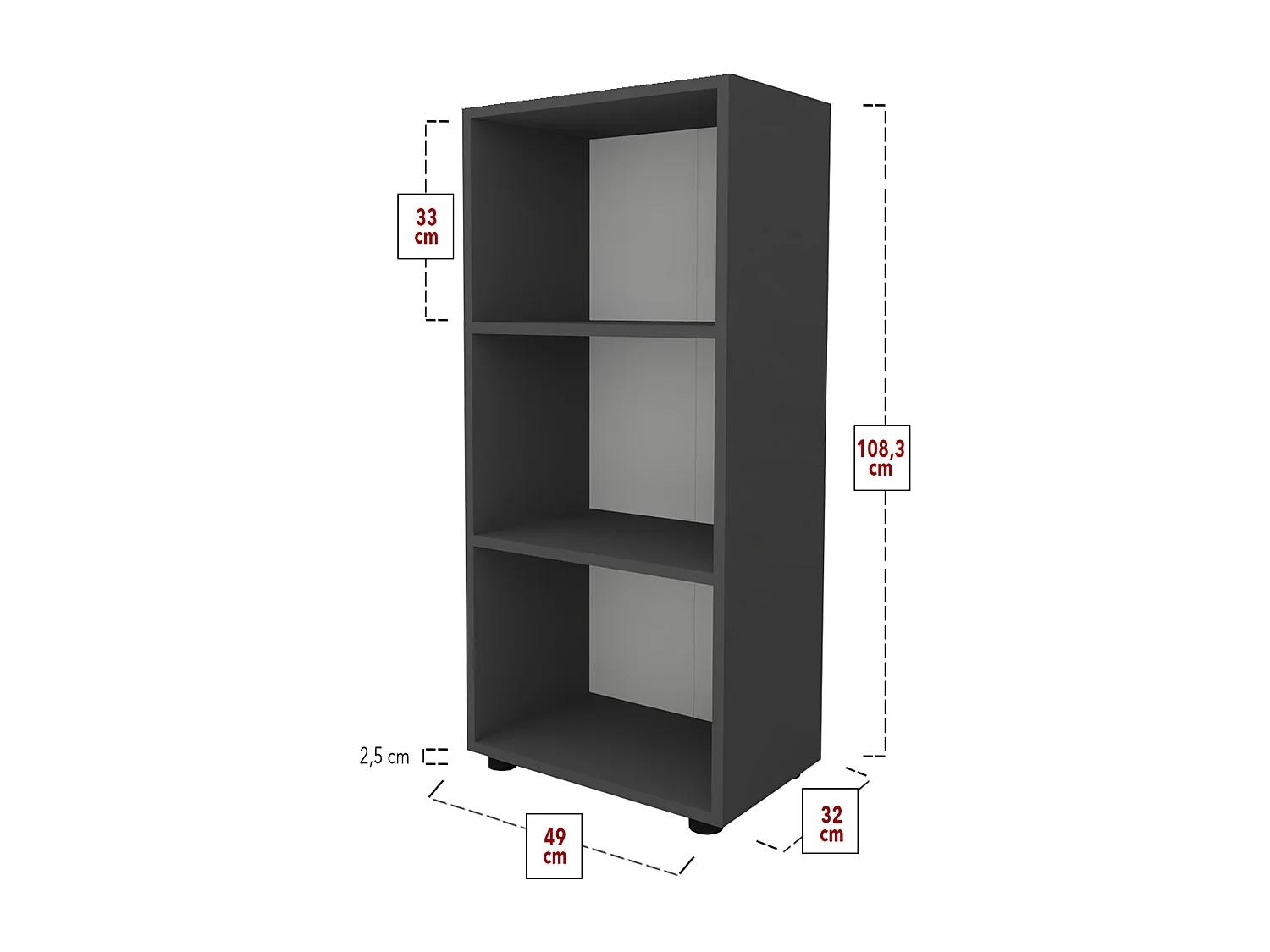 Office Shelf & Bookcase Ulas White H. 108 x W. 49 x D. 32 cm