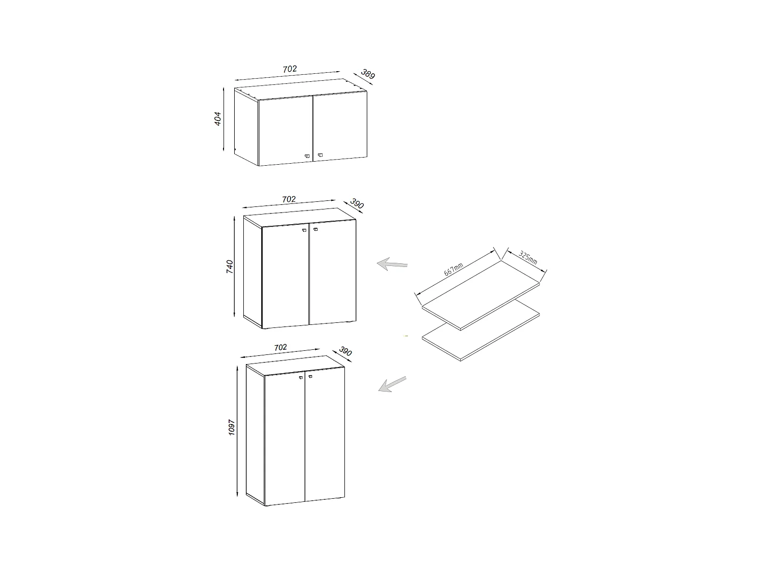 Office cabinet Lona Book H. 223 x W. 70 x D. 39 cm