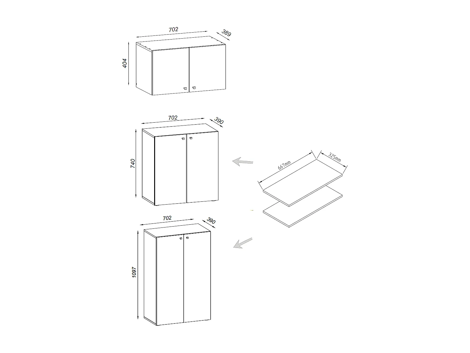 Office cabinet Lona Book H. 223 x W. 70 x D. 39 cm