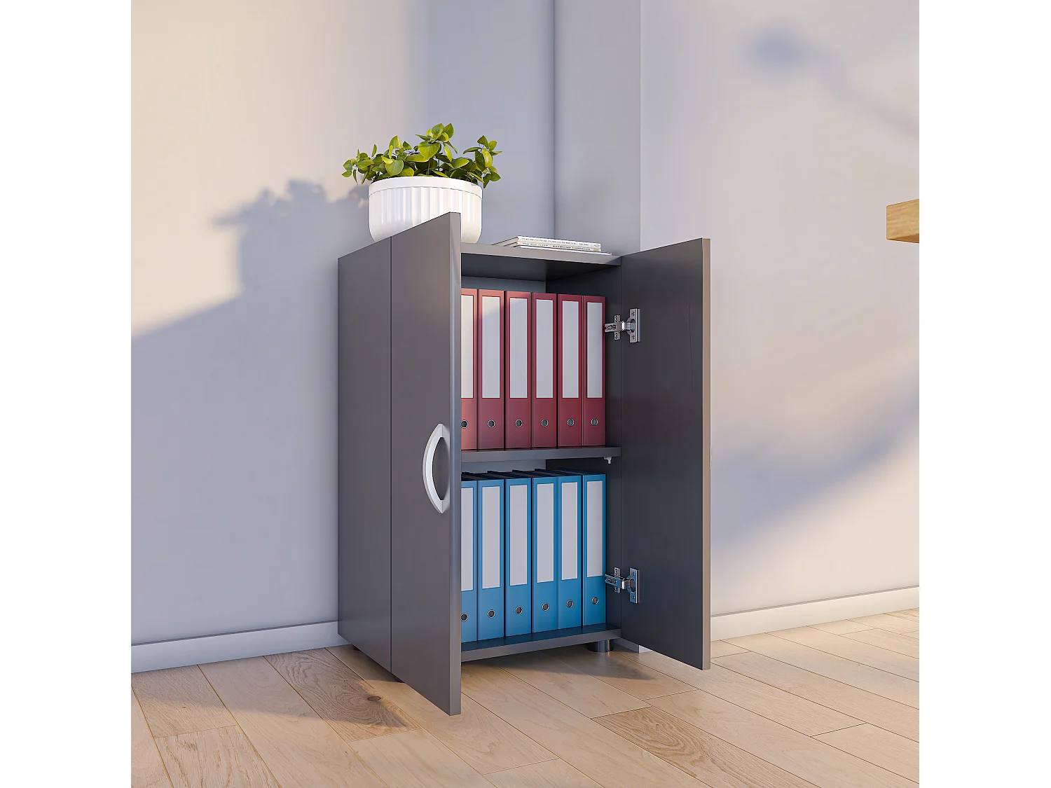 Office cabinet Ulas Anthracite H. 74 x W. 49 x D. 34 cm