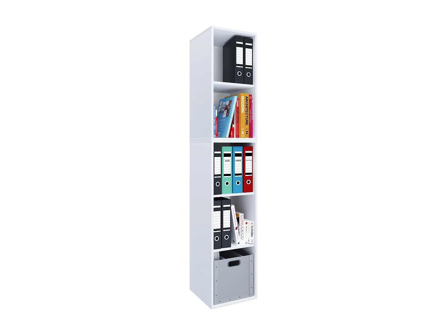 Office Shelf & Bookcase Lona White H. 183 x W. 35 x D. 37 cm