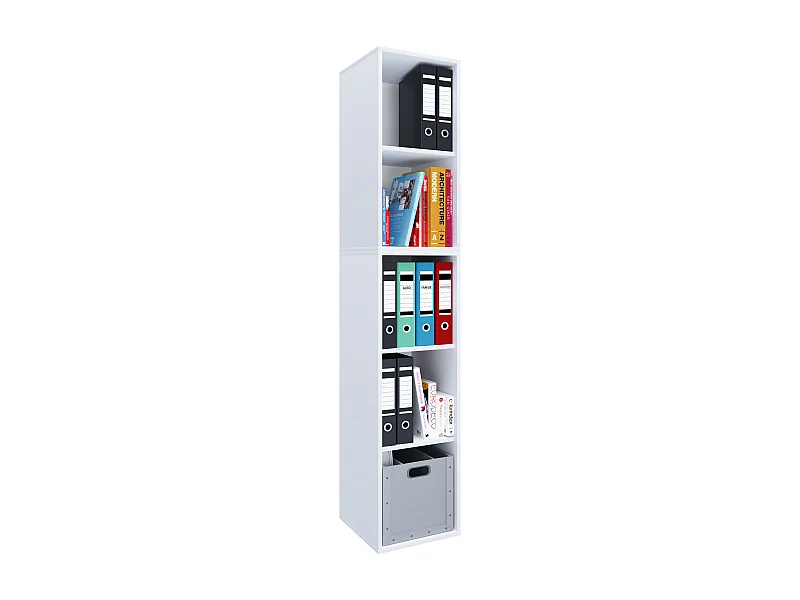 Office Shelf & Bookcase Lona White H. 183 x W. 35 x D. 37 cm