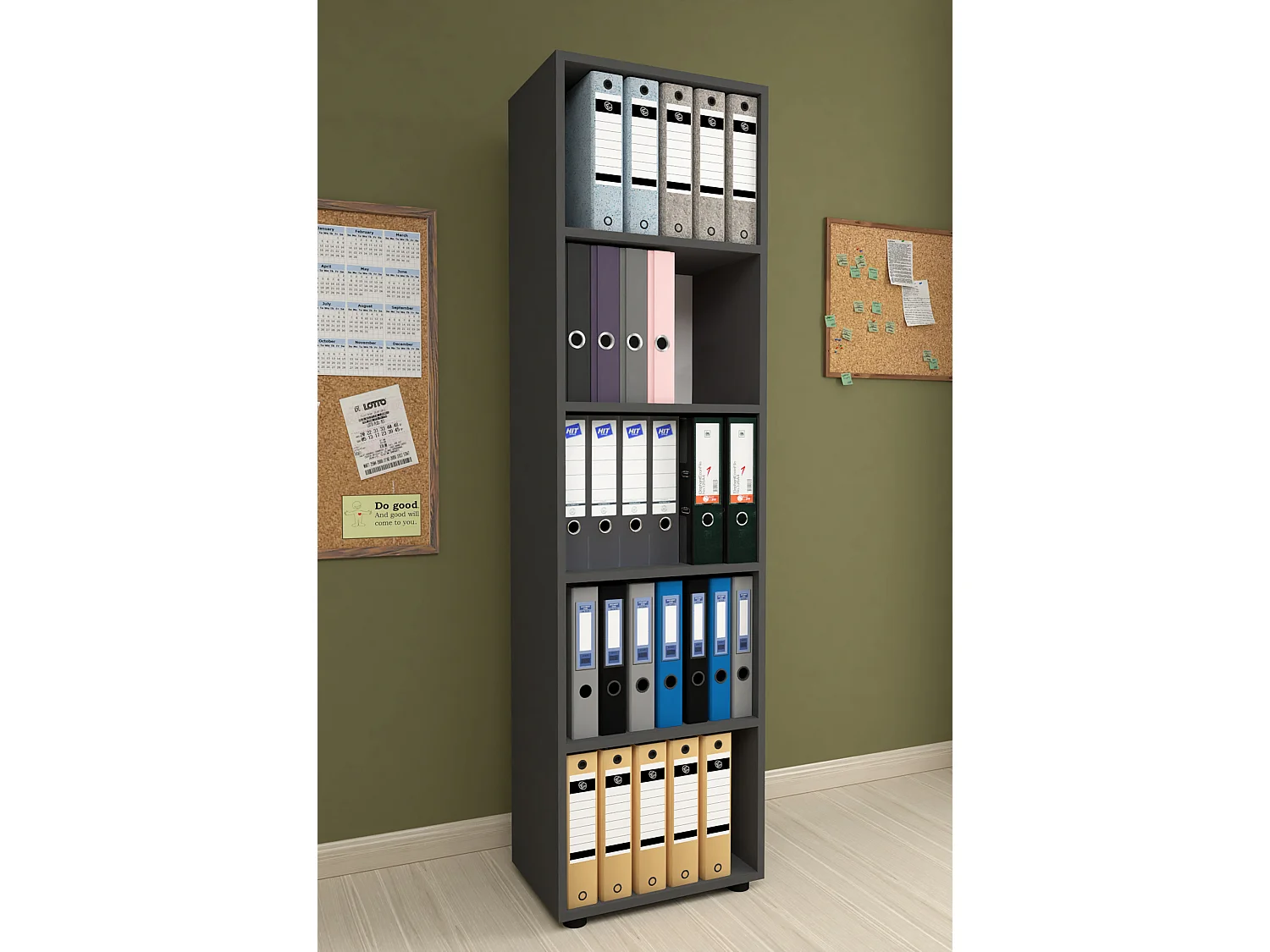 Office Shelf & Bookcase Ulas Anthracite H. 178 x W. 49 x D. 32 cm