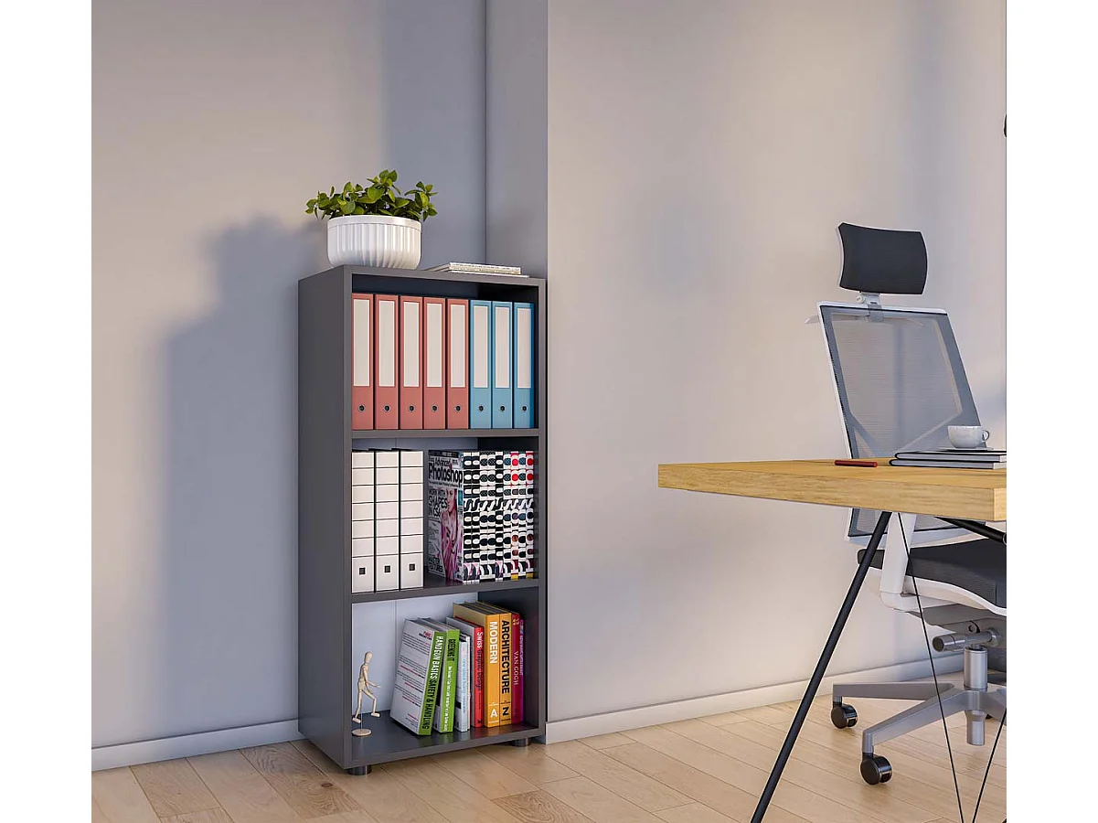 Ulas3 étagère de bureau 3 tablettes anthracite.
