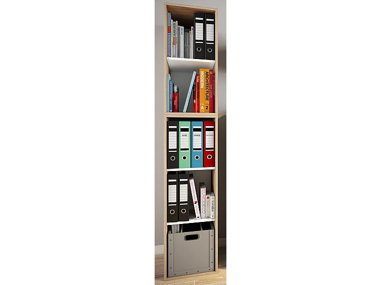 Office Shelf & Bookcase Lona Sonoma Oak H. 183 x W. 35 x D. 37 cm