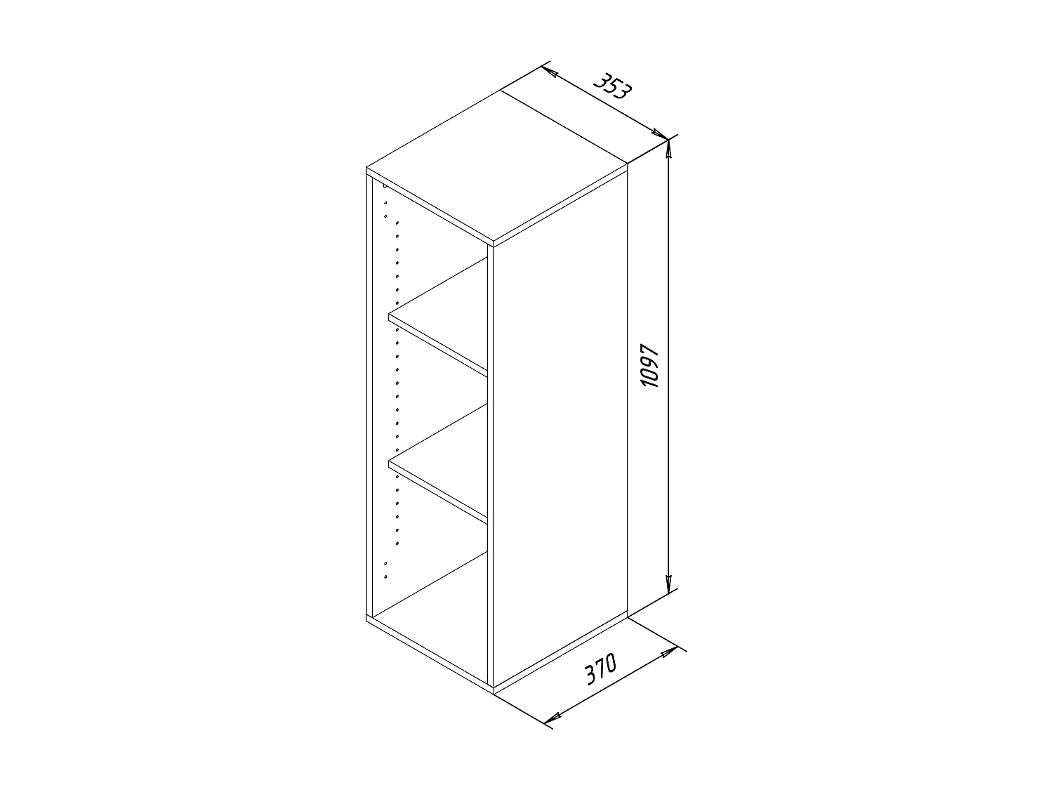 Office Shelf & Bookcase Lona Sonoma Oak H. 110 x W. 35 x D. 37 cm