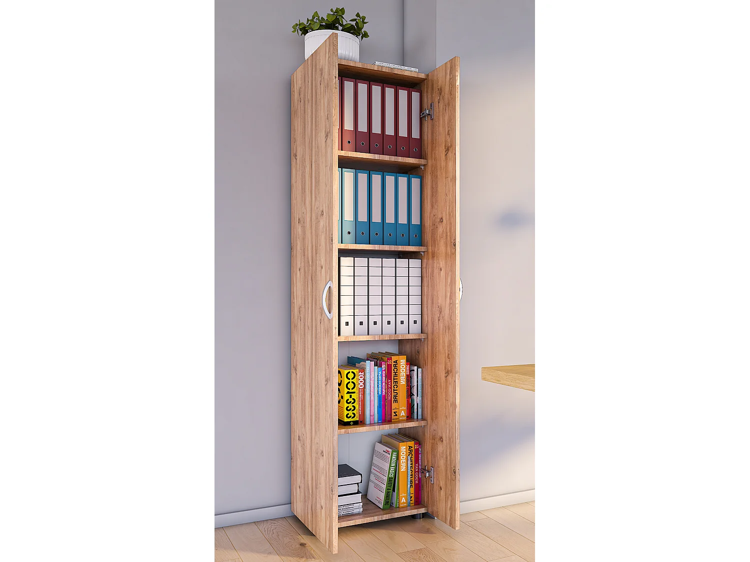 Office cabinet Ulas Honey oak H. 178 x W. 49 x D. 34 cm
