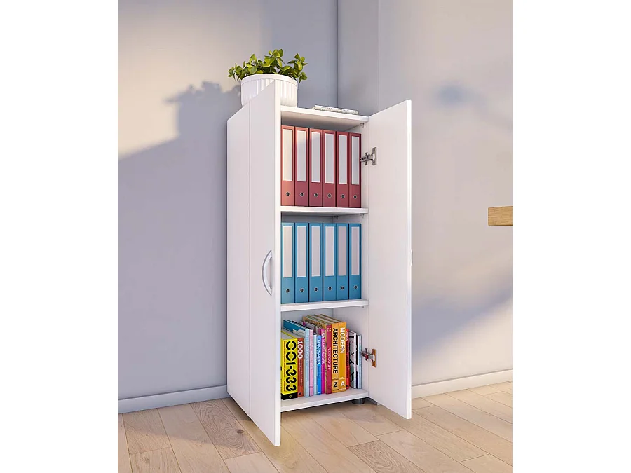 Office cabinet Ulas White H. 108 x W. 49 x D. 34 cm