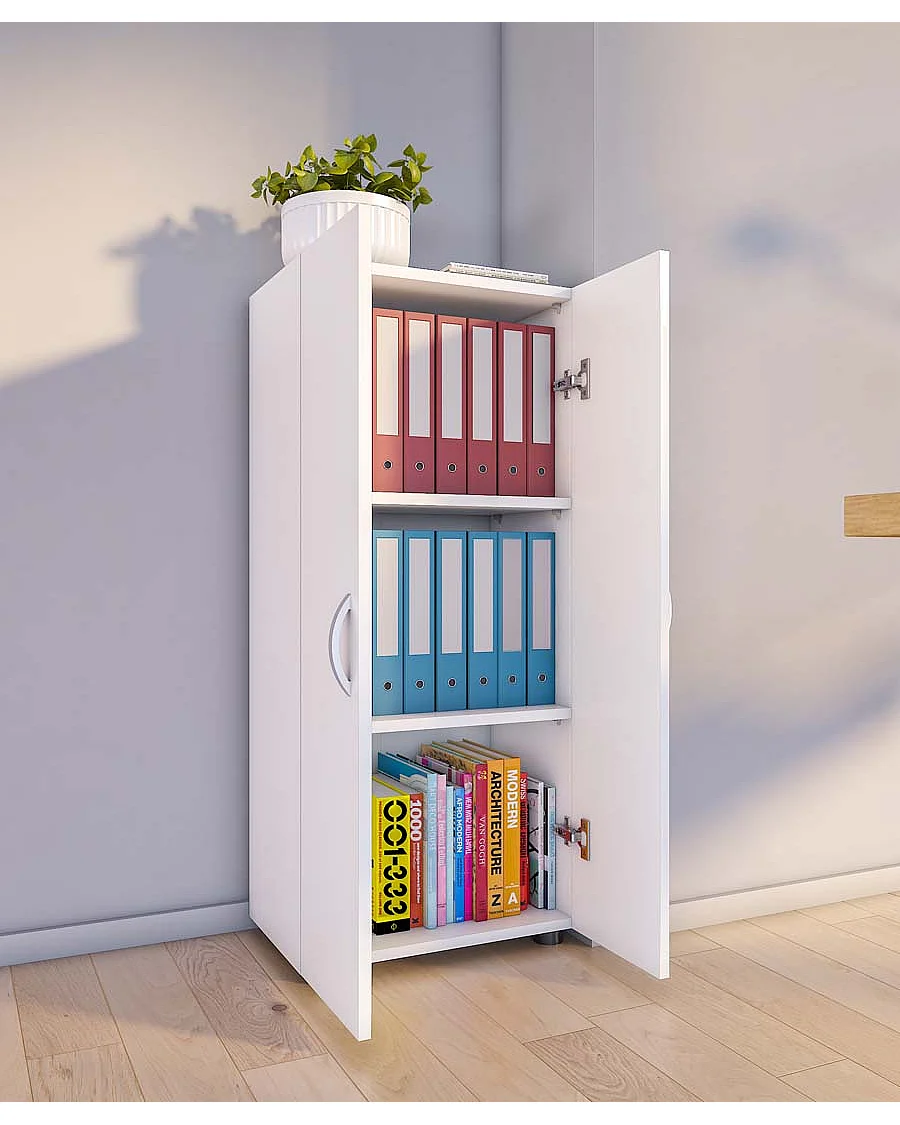 Office cabinet Ulas White H. 108 x W. 49 x D. 34 cm