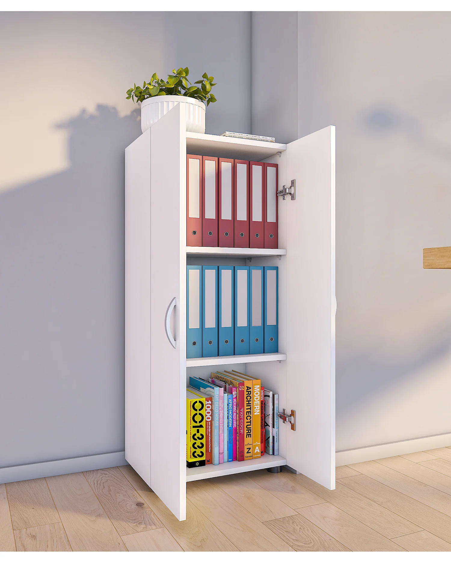 Office cabinet Ulas White H. 108 x W. 49 x D. 34 cm