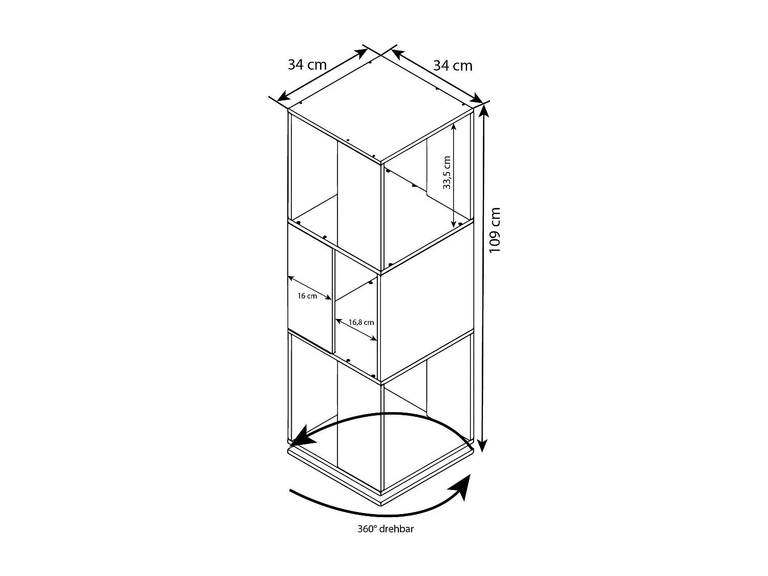 VCM Wooden Shelf standing | Estante rotativa | Dimensões aprox. A. 109 x L. 34 x P. 34 cm | Prateleira elegante | Prateleira de escritório – Stifta XL (Branco)