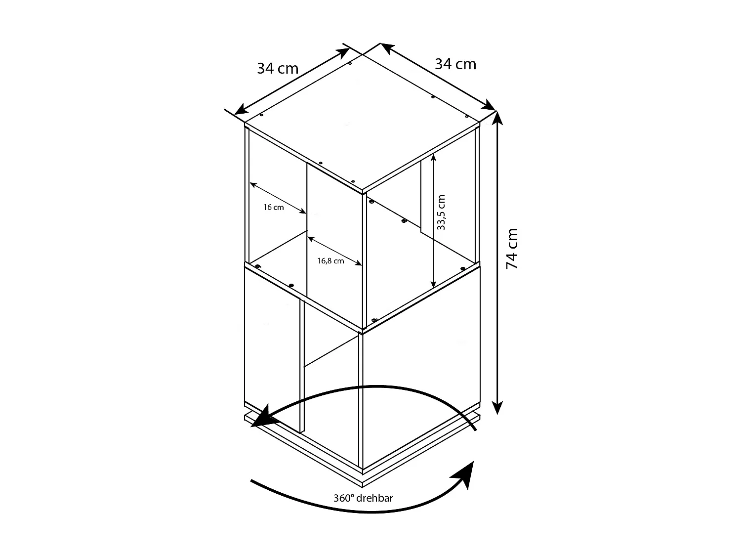 VCM Wooden Shelf standing | Estante rotativa | Dimensões aprox. A. 74 x L. 34 x P. 34 cm | Prateleira elegante | Prateleira de escritório – Stifta L (Branco)
