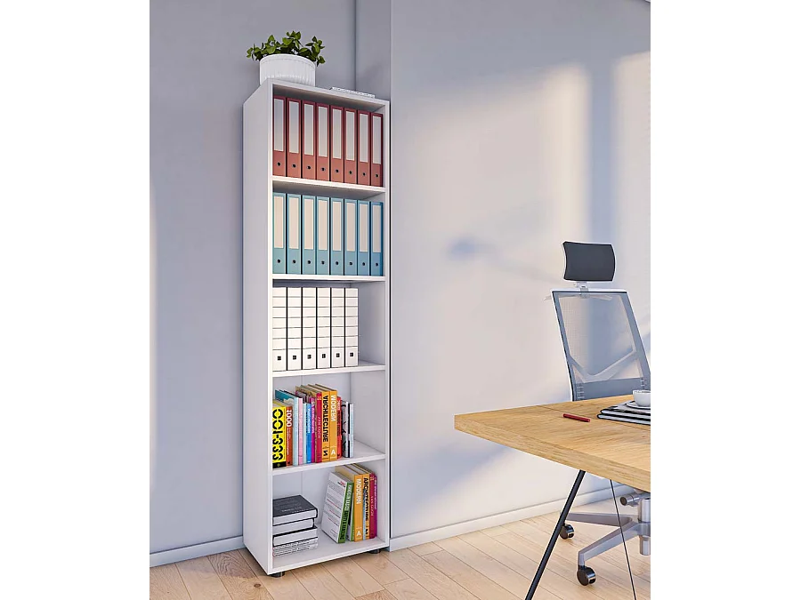 Office Shelf & Bookcase Ulas White H. 178 x W. 49 x D. 32 cm